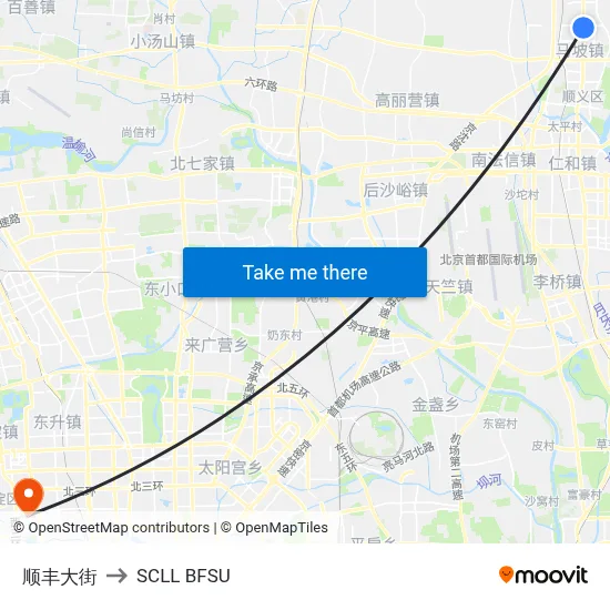 Shunfeng Street to SCLL BFSU map