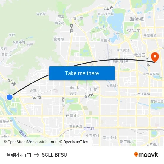 Shougang Small West Gate to SCLL BFSU map