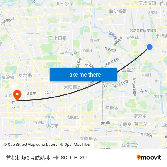 Capital Airport Terminal 3 to SCLL BFSU map