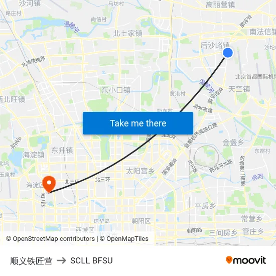 Shunyi Tiejiangying to SCLL BFSU map
