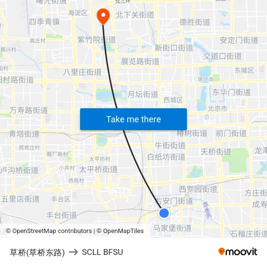 草桥(草桥东路) to SCLL BFSU map