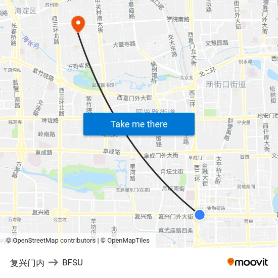 Inside Fuxingmen to BFSU map