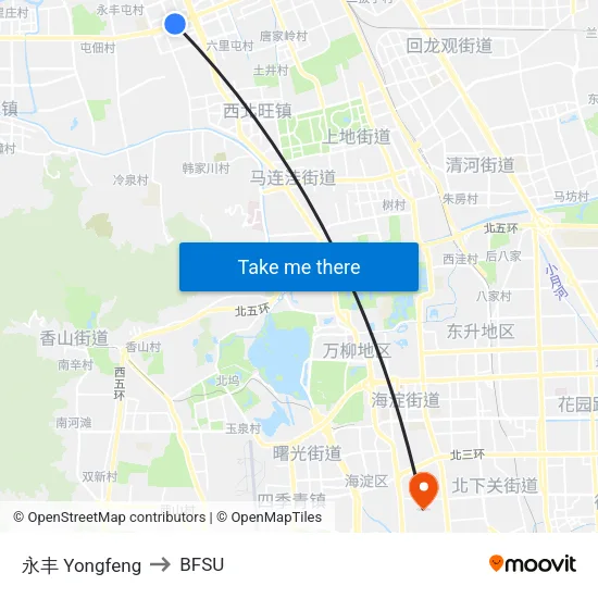 永丰 Yongfeng to BFSU map