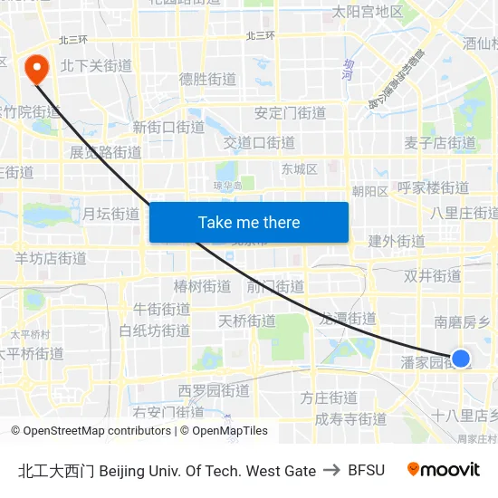 北工大西门 Beijing Univ. Of Tech. West Gate to BFSU map