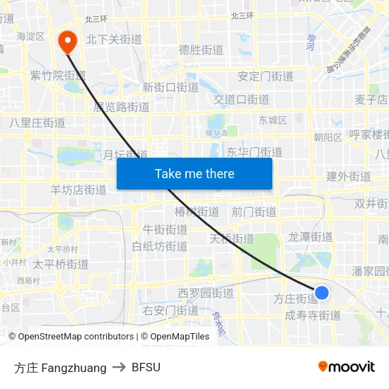 Fangzhuang to BFSU map