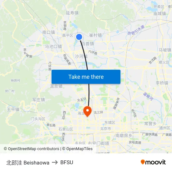 北邵洼 Beishaowa to BFSU map