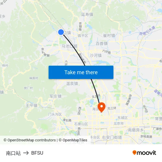 南口站 to BFSU map