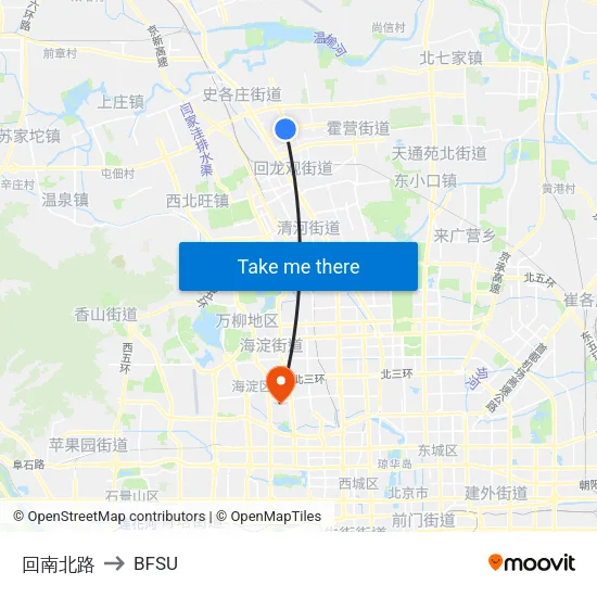 Huinan North Road to BFSU map