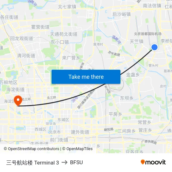 Terminal 3 to BFSU map