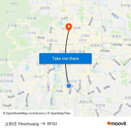 Yihezhuang to BFSU map