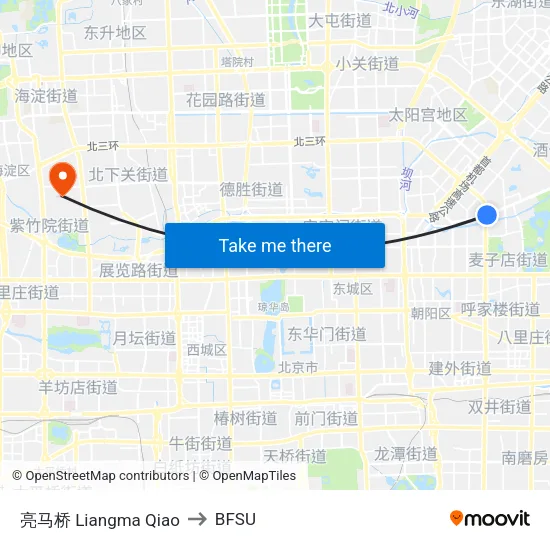 Liangma Bridge to BFSU map
