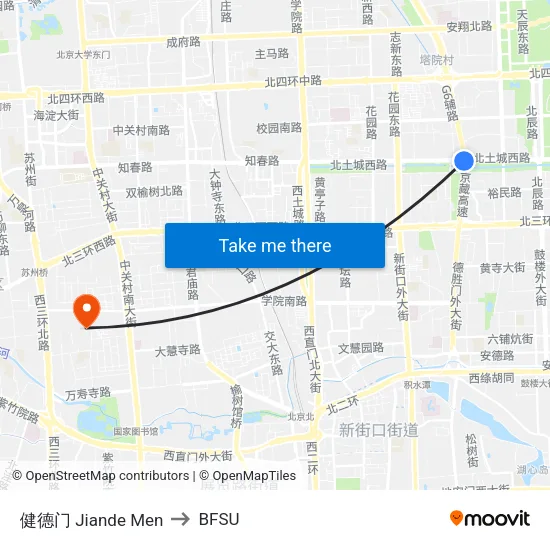 Jiande Gate to BFSU map