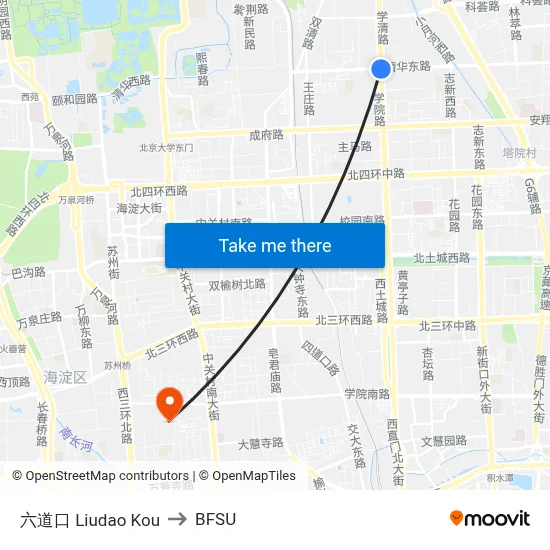 Liudao Kou to BFSU map