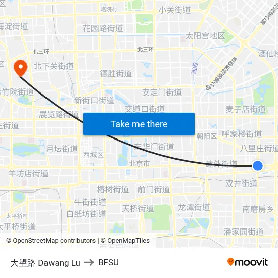 大望路 Dawang Lu to BFSU map