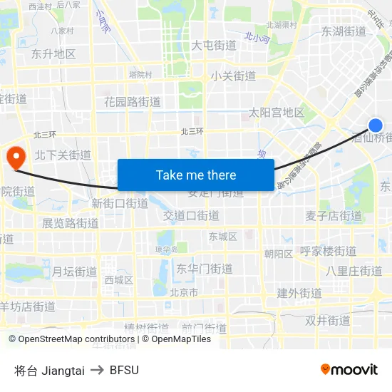 Jiangtai to BFSU map