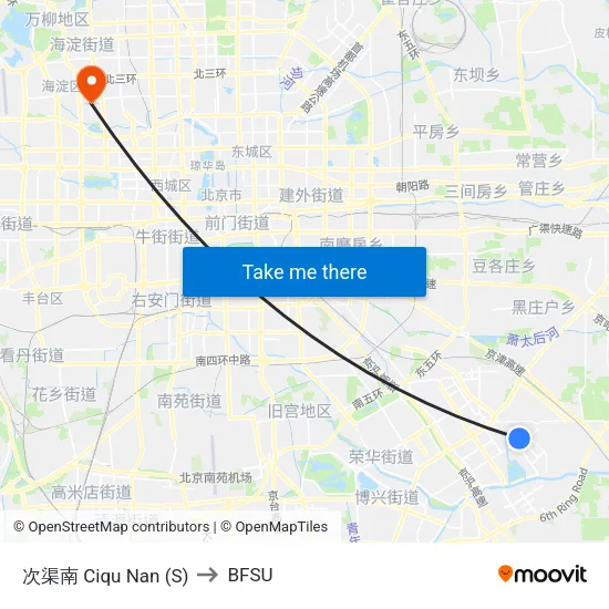 Ciqu South to BFSU map