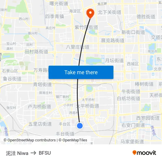 泥洼 Niwa to BFSU map