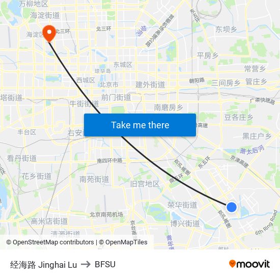 经海路 Jinghai Lu to BFSU map