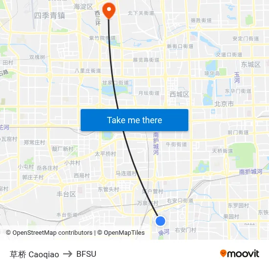 Caoqiao to BFSU map