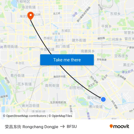 荣昌东街 Rongchang Dongjie to BFSU map