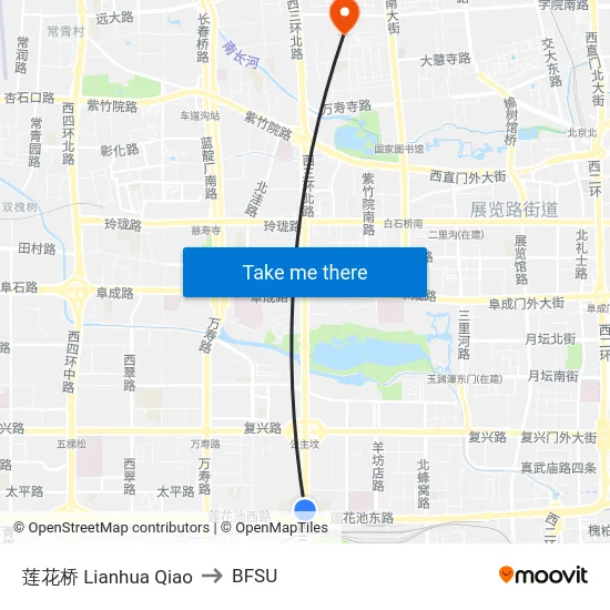 莲花桥 Lianhua Qiao to BFSU map