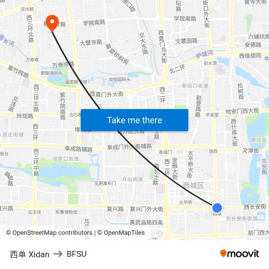 Xidan to BFSU map
