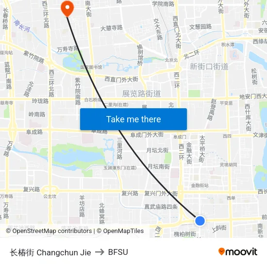 Changchun Street to BFSU map
