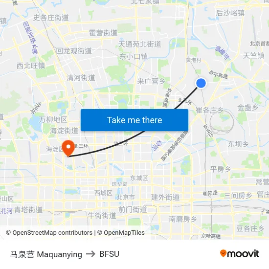 马泉营  Maquanying to BFSU map