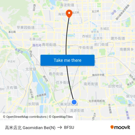 Gaomidian North to BFSU map