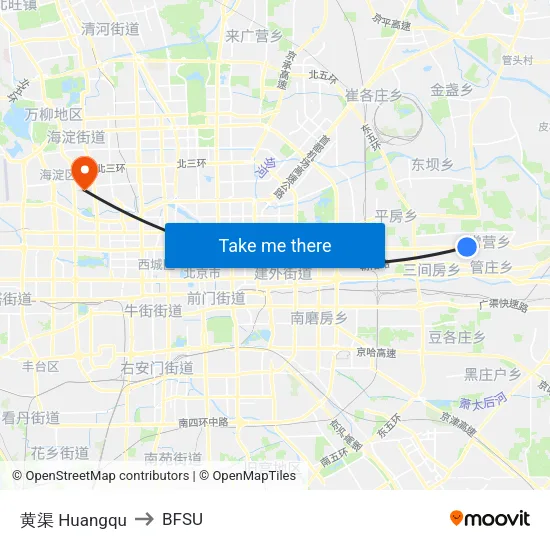 Huangqu to BFSU map