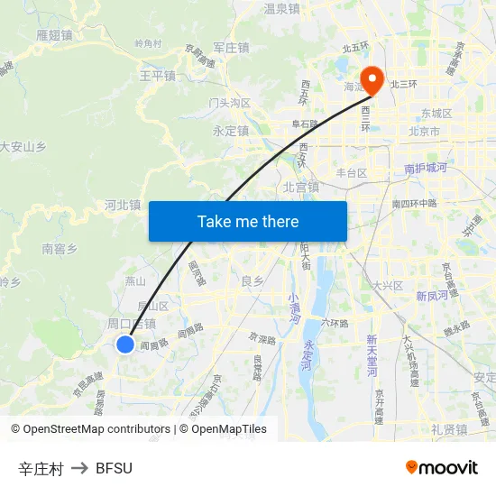 Xinzhuang Village to BFSU map