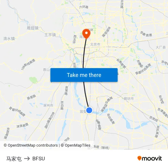 Majia Village to BFSU map