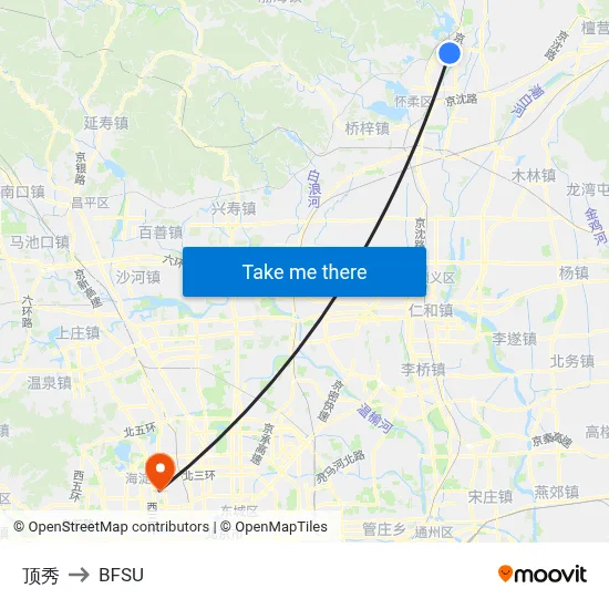 Dingxiu to BFSU map