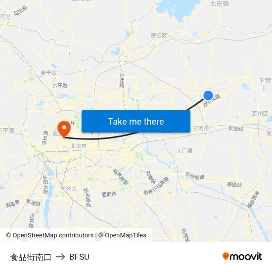 Food Street South to BFSU map
