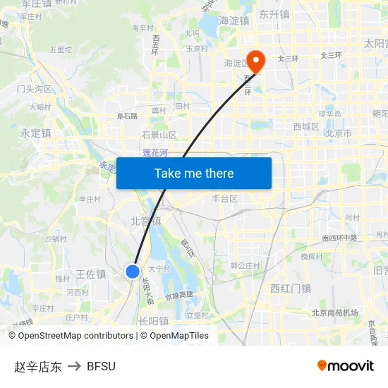 Zhaoxindian East to BFSU map