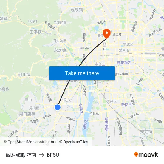 Yancun Government South to BFSU map
