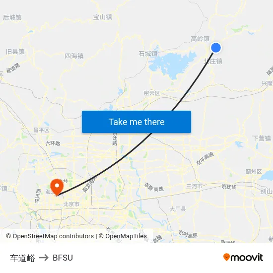 Chedaoyu to BFSU map