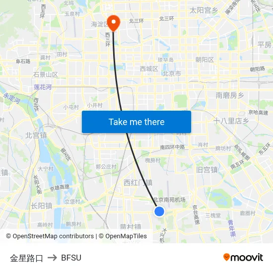 Jinxing Intersection to BFSU map