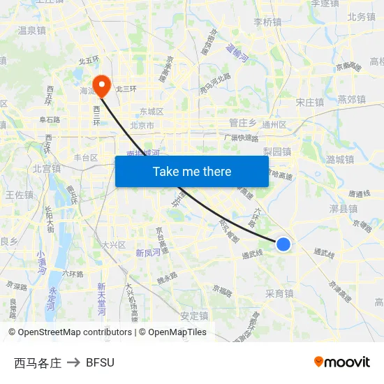 West Magezhuang to BFSU map