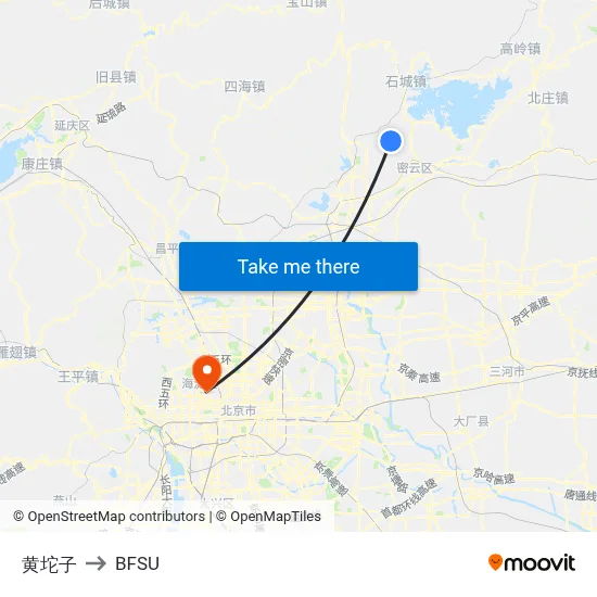 Huangtuozi to BFSU map
