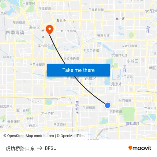 East Hufang Bridge Intersection to BFSU map
