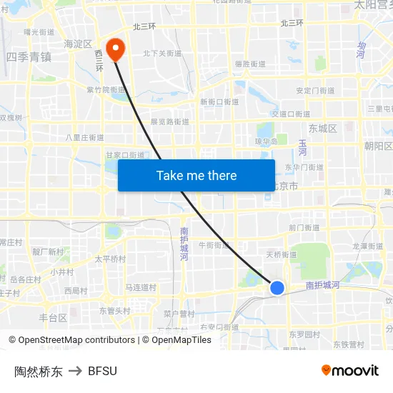 Taoran Bridge East to BFSU map