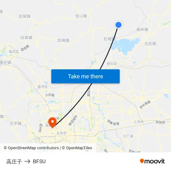 Gaozhuangzi to BFSU map