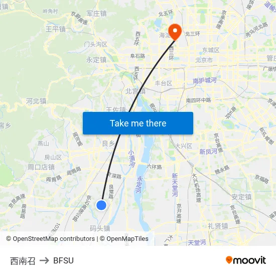 Southwest Zhao to BFSU map