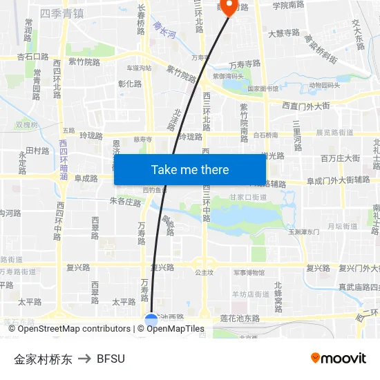 East of Jinjia Village Bridge to BFSU map