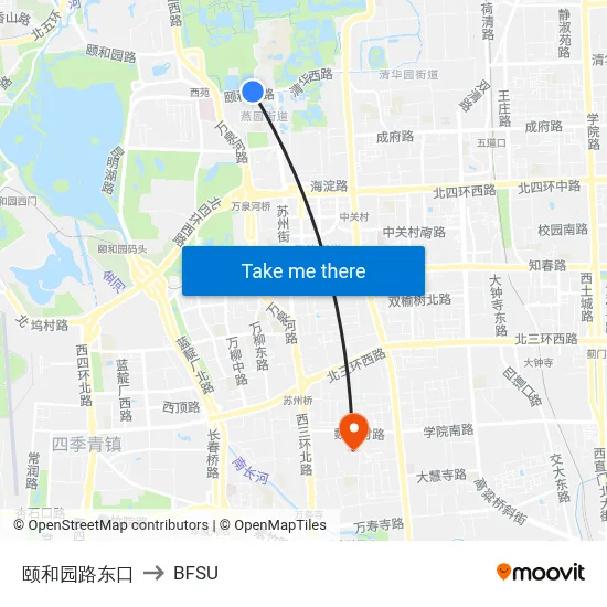 Summer Palace Road East to BFSU map