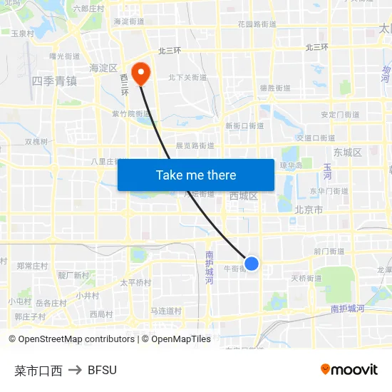 Caishikou West to BFSU map