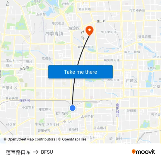 Lianbao Intersection East to BFSU map