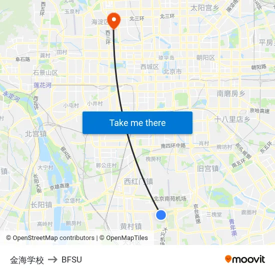 Golden Sea School to BFSU map