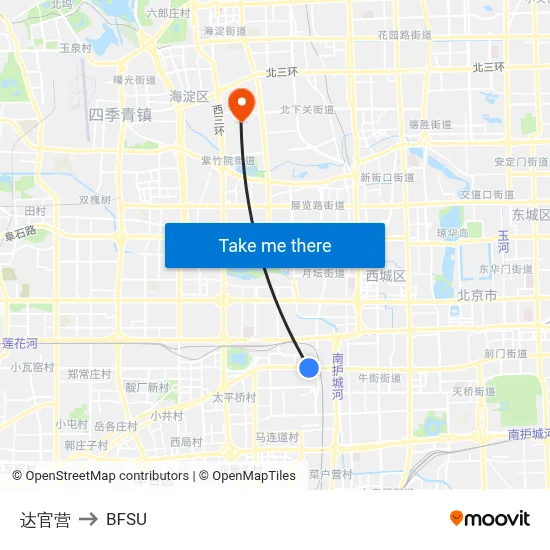 Daguanying to BFSU map